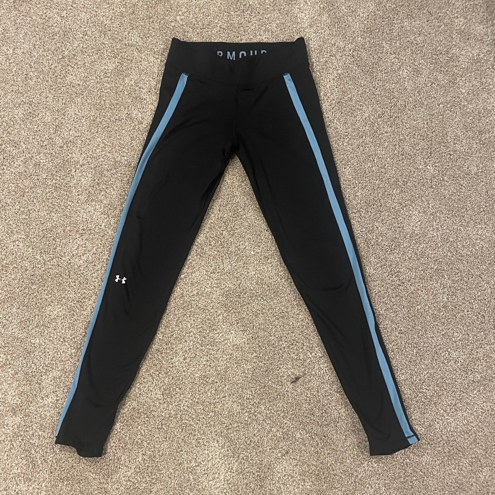 Black Under Armour Leggings with Blue Accents Size Small